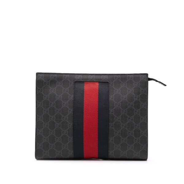 Pre-owned Gucci GG Supreme Web Clutch Black