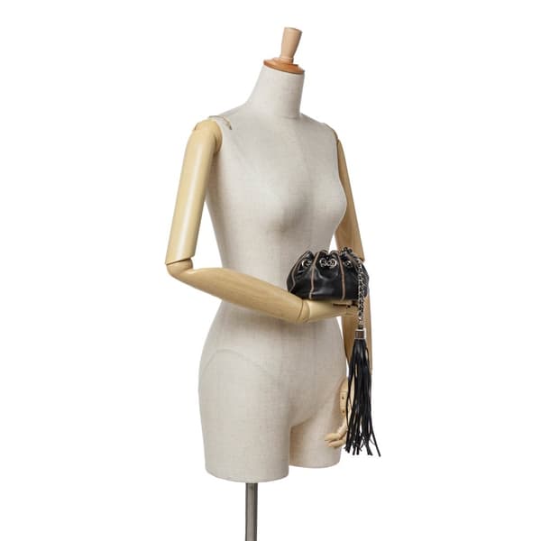 Pre-owned Chanel Mini Lambskin and Satin Reversible Sac Cordon Black