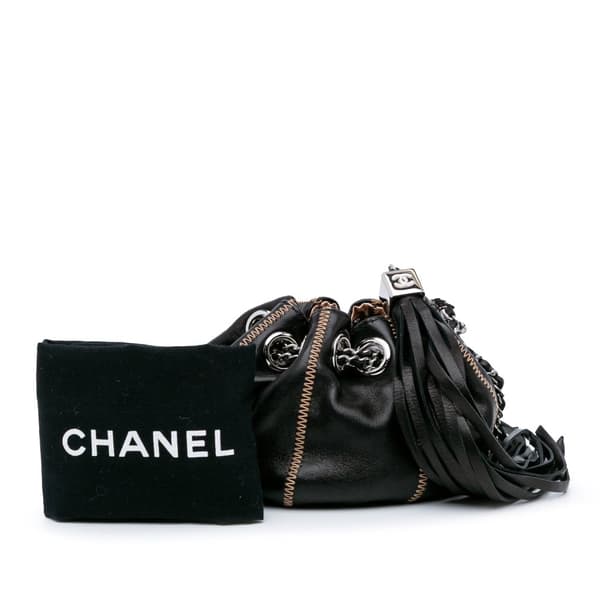 Pre-owned Chanel Mini Lambskin and Satin Reversible Sac Cordon Black