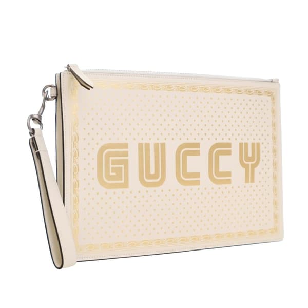 Pre-owned Gucci Leather Guccy Sega Clutch White