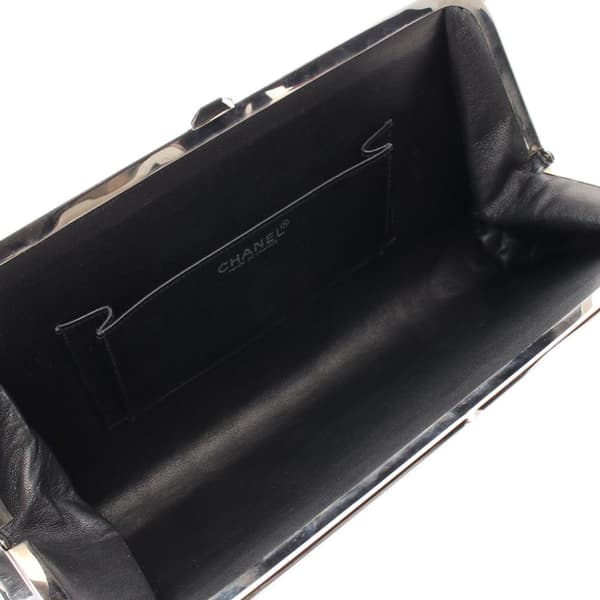 Pre-owned Chanel CC Choco Bar Quilted Lambskin Crystal Frame Clutch Black
