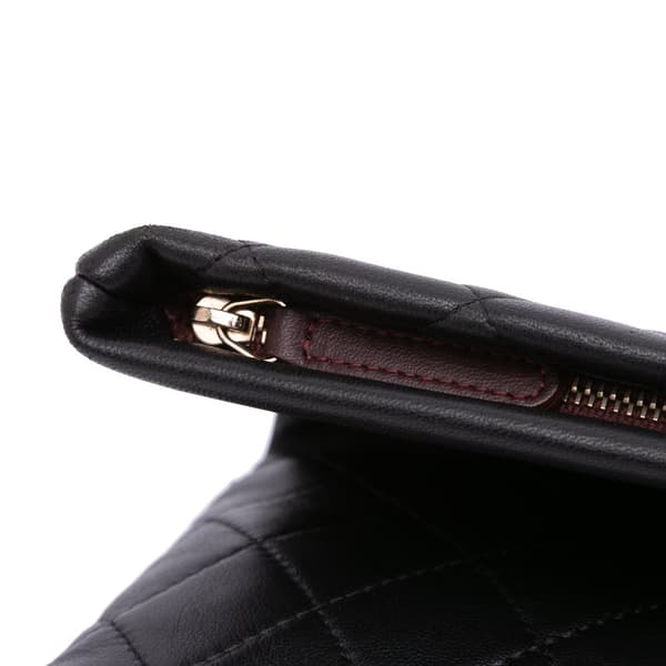 Pre-owned Chanel CC Quilted Lambskin Foldover Clutch Black