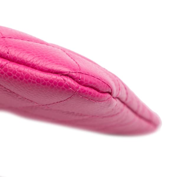 Pre-owned Chanel Small Quilted Caviar O Case Clutch Pink