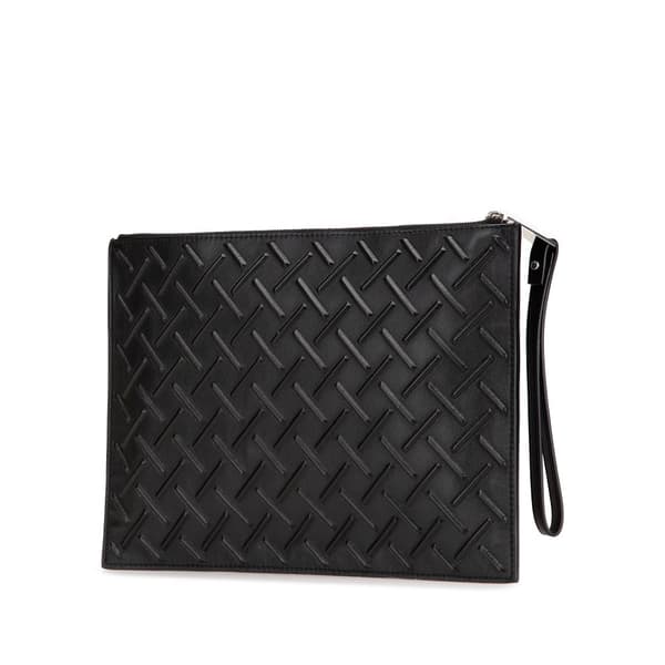 Pre-owned Bottega Veneta Nappa Graphic Clutch Black