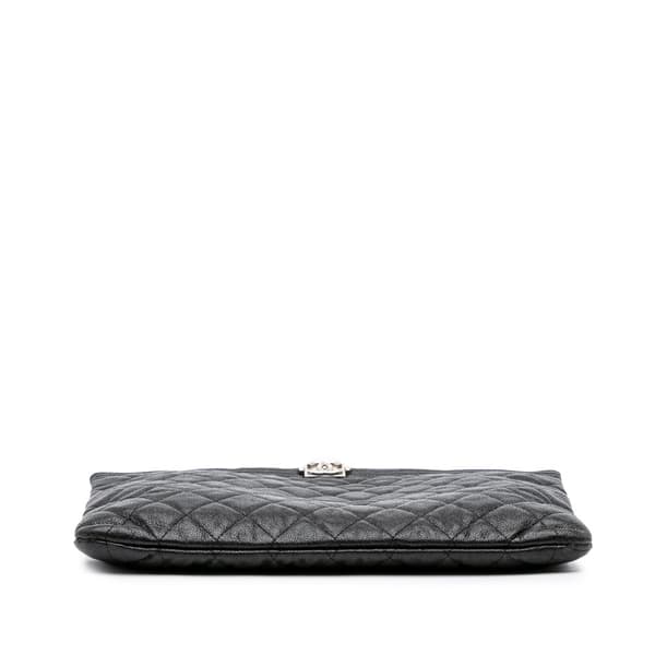 Pre-owned Chanel Medium Quilted Caviar Boy O Case Clutch Black