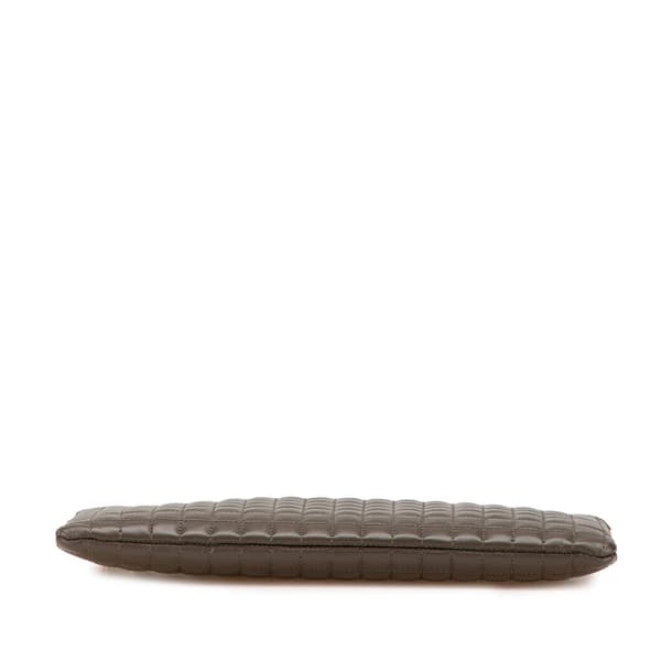 Pre-owned Celine Quilted Calfskin C Charm Clutch Brown