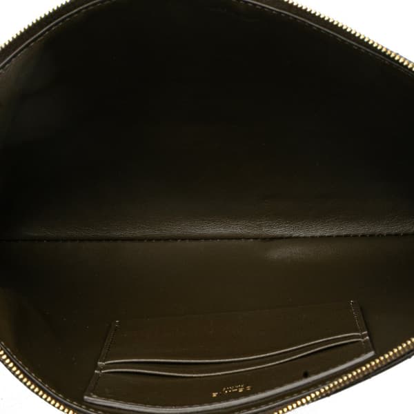 Pre-owned Celine Quilted Calfskin C Charm Clutch Brown