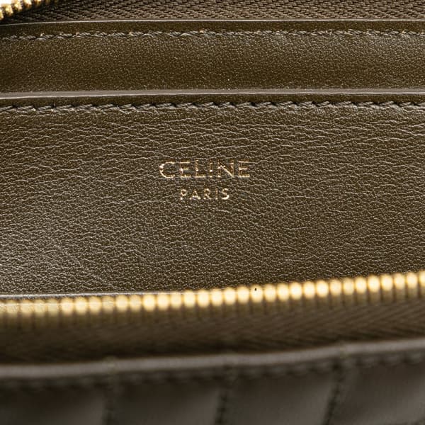 Pre-owned Celine Quilted Calfskin C Charm Clutch Brown