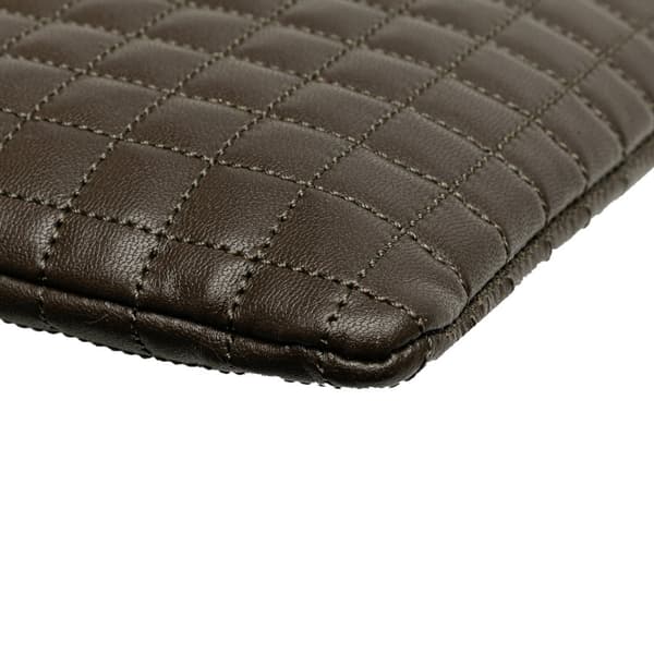Pre-owned Celine Quilted Calfskin C Charm Clutch Brown