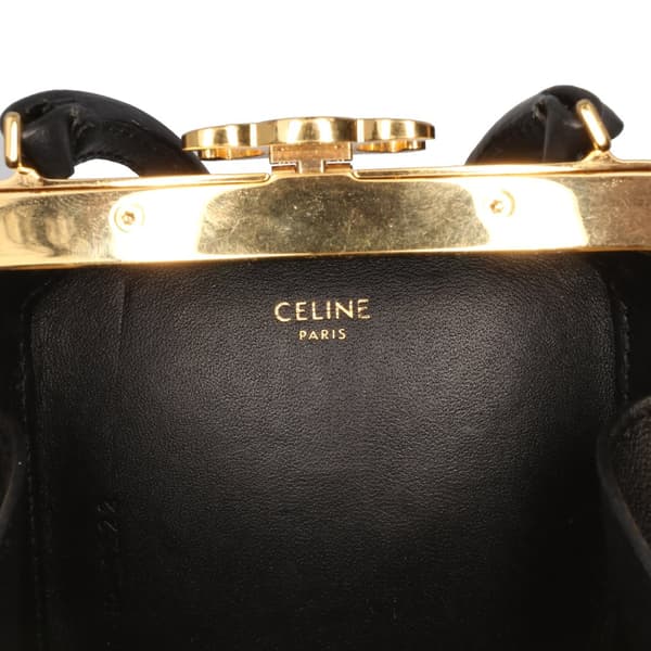 Pre-owned Celine Leather Sequin Triomphe Minaudiere Black
