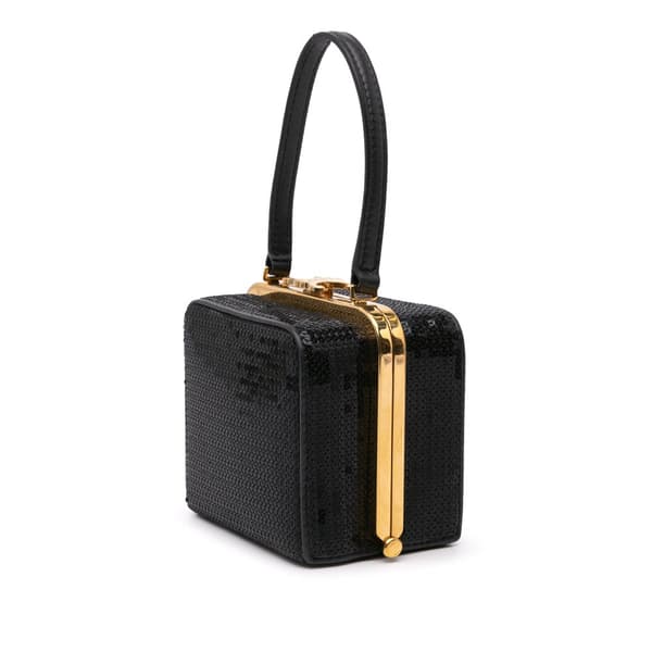 Pre-owned Celine Leather Sequin Triomphe Minaudiere Black