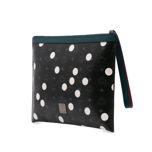 Pre-owned MCM Craig And Karl Visetos Coated Canvas Beyond Snowdome Clutch Black