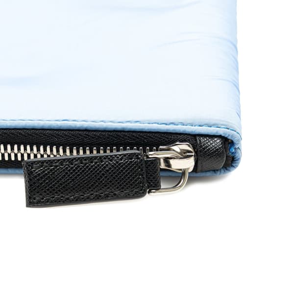 Pre-owned Prada Tessuto Padded Zip Clutch Blue