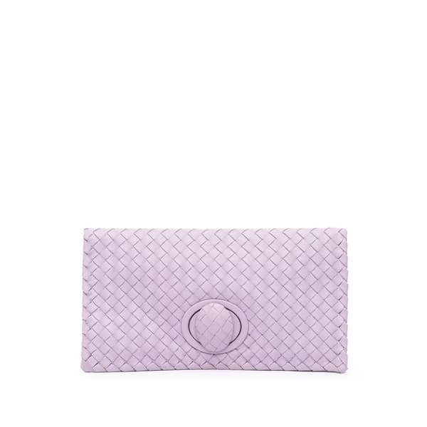 Pre-owned Bottega Veneta Nappa Intrecciato Turn Lock Clutch Purple