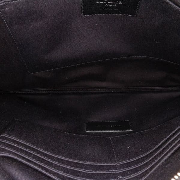 Pre-owned Saint Laurent Croc Embossed Leather Clutch Black
