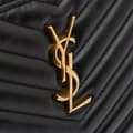 Miniatyrbillede 8 af 10: Pre-owned Saint Laurent Matelasse Chevron Leather Monogram Zip A5 Wristlet Pouch Black