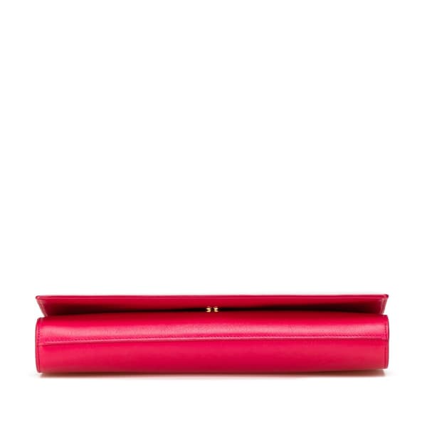 Pre-owned Yves Saint Laurent Large Leather Belle De Jour Clutch Pink