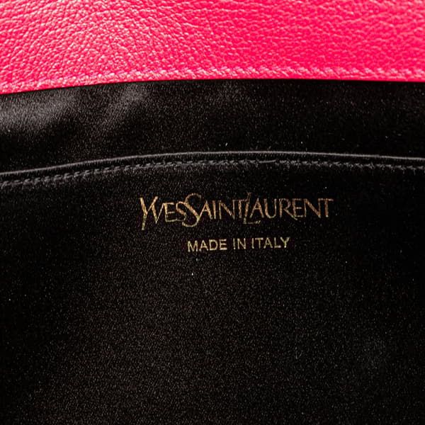 Pre-owned Yves Saint Laurent Large Leather Belle De Jour Clutch Pink