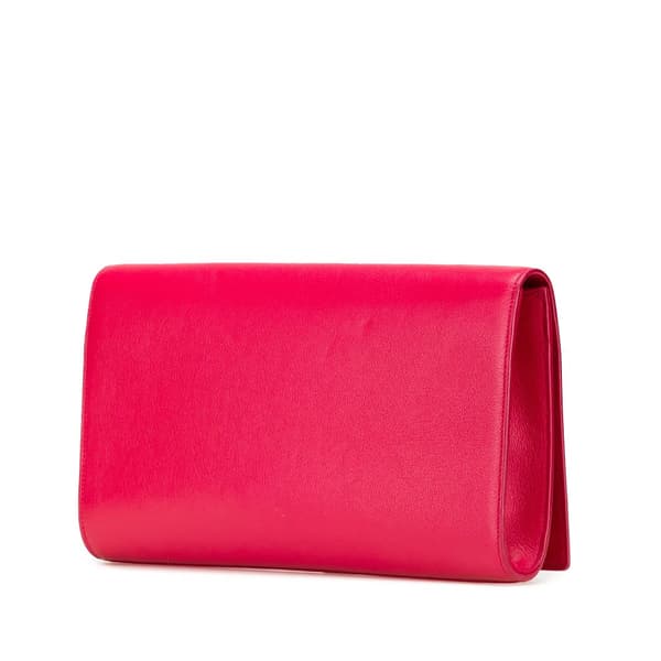 Pre-owned Yves Saint Laurent Large Leather Belle De Jour Clutch Pink