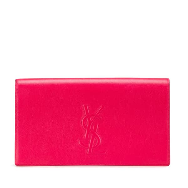 Pre-owned Yves Saint Laurent Large Leather Belle De Jour Clutch Pink