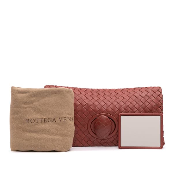 Pre-owned Bottega Veneta Nappa Intrecciato Flap Clutch Red