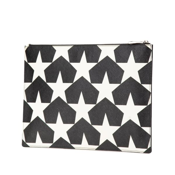 Pre-owned Givenchy Large Calfskin Star Print Clutch Black