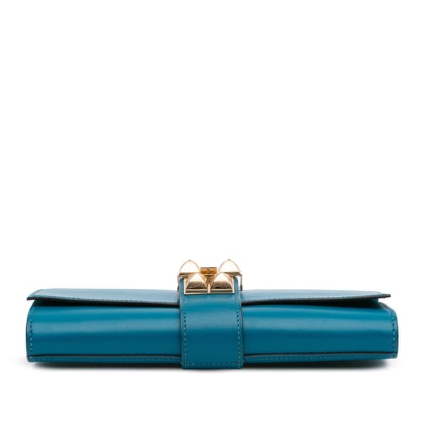 Pre-owned Hermès Tadelakt Medor Clutch 23 Blue