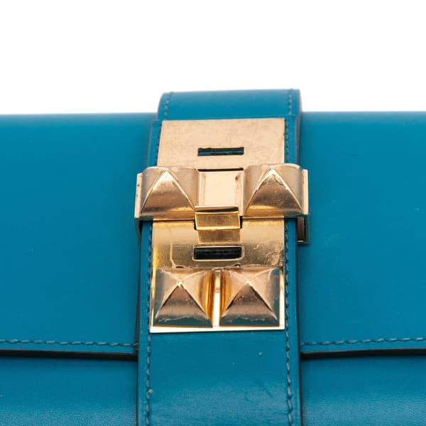 Pre-owned Hermès Tadelakt Medor Clutch 23 Blue