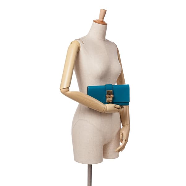 Pre-owned Hermès Tadelakt Medor Clutch 23 Blue