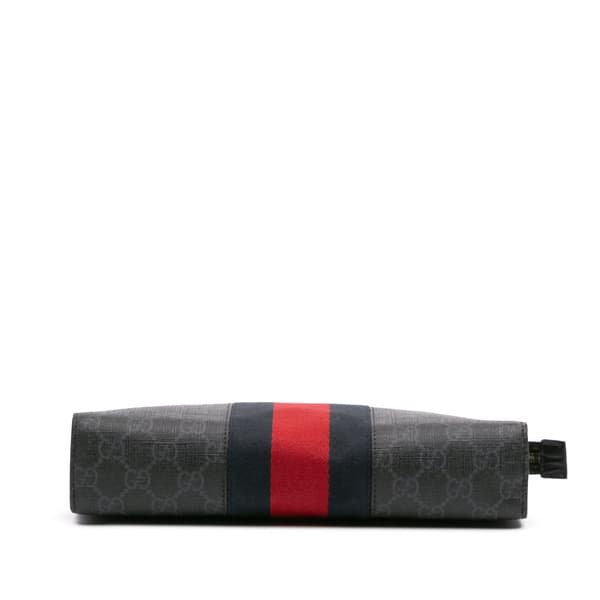 Pre-owned Gucci GG Supreme Web Clutch Black