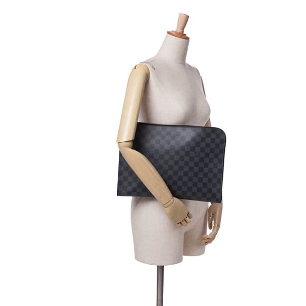 Pre-owned Louis Vuitton Damier Graphite Pochette Jour GM Black
