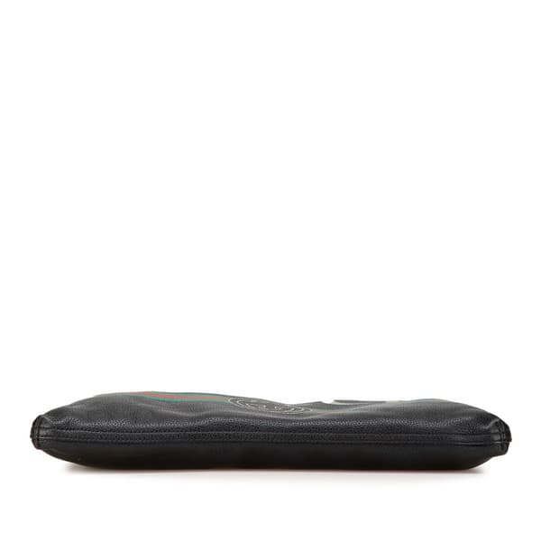 Pre-owned Gucci Leather Logo Clutch Bag Black