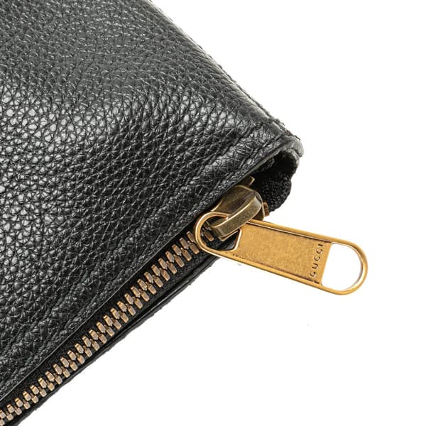 Pre-owned Gucci Leather Logo Clutch Bag Black