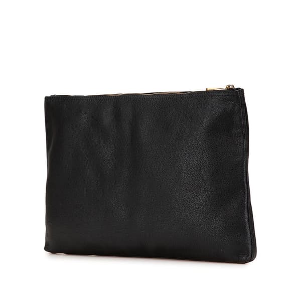 Pre-owned Gucci Leather Logo Clutch Bag Black