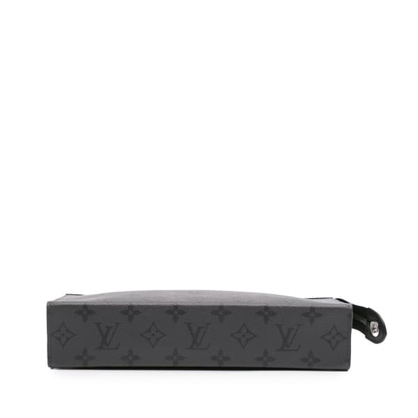 Pre-owned Louis Vuitton Monogram Eclipse Reverse Pochette Voyage MM Gray