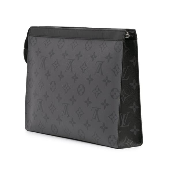 Pre-owned Louis Vuitton Monogram Eclipse Reverse Pochette Voyage MM Gray