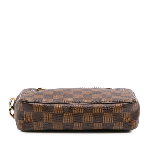 Pre-owned Louis Vuitton Damier Ebene Pochette Billets Macao Brown