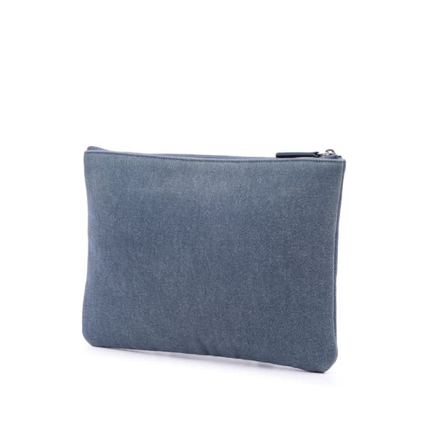 Pre-owned Chanel Medium Denim Sequin Deauville O Case Clutch Blue