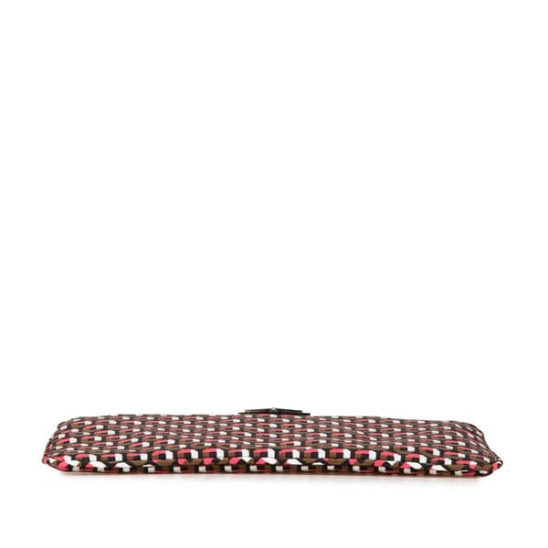 Pre-owned Prada Tessuto Stampato Wristlet Clutch Brown