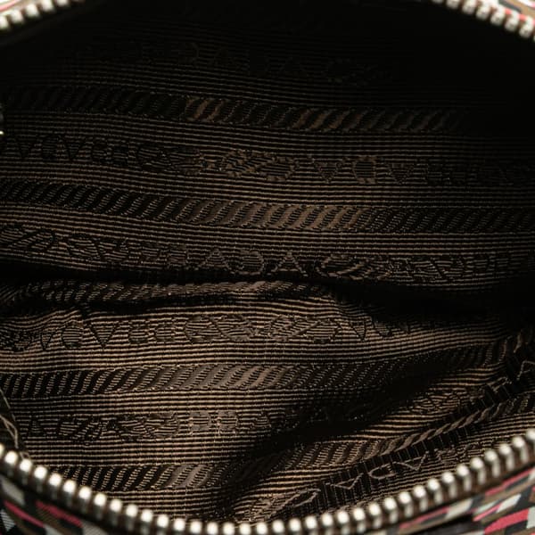 Pre-owned Prada Tessuto Stampato Wristlet Clutch Brown