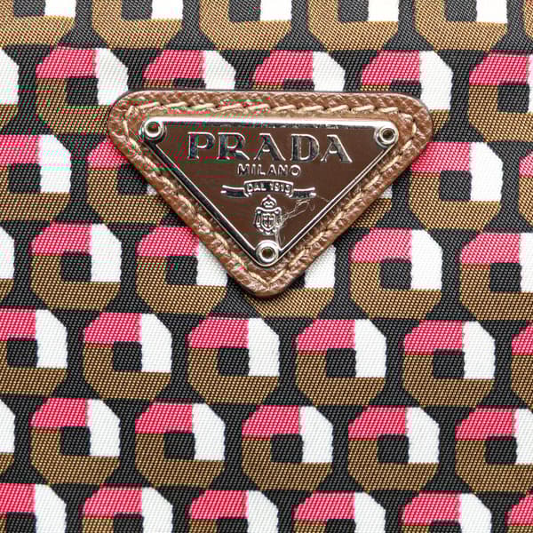 Pre-owned Prada Tessuto Stampato Wristlet Clutch Brown