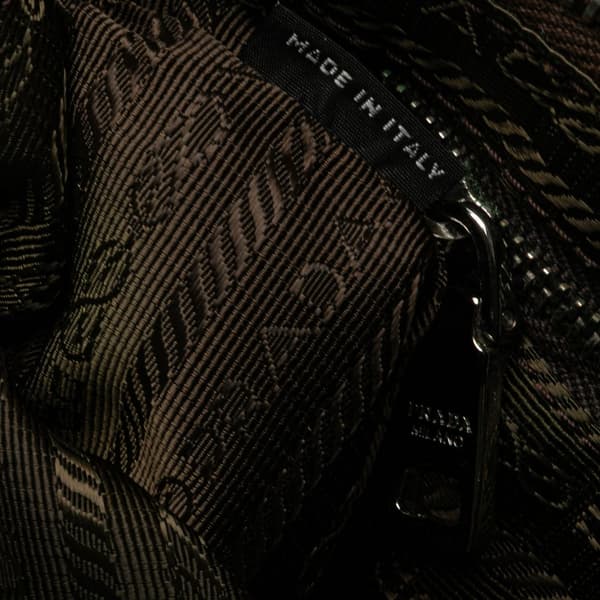 Pre-owned Prada Tessuto Stampato Wristlet Clutch Brown