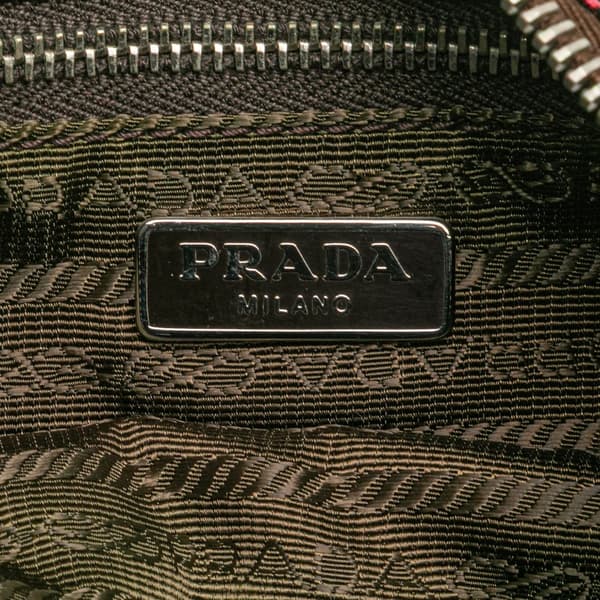 Pre-owned Prada Tessuto Stampato Wristlet Clutch Brown