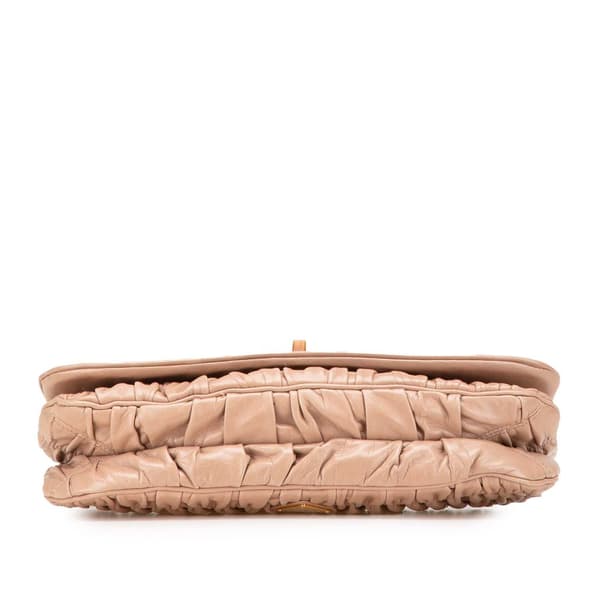 Pre-owned Prada Nappa Gaufre Turn Lock Clutch Brown