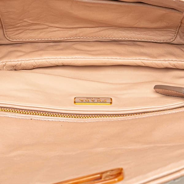 Pre-owned Prada Nappa Gaufre Turn Lock Clutch Brown