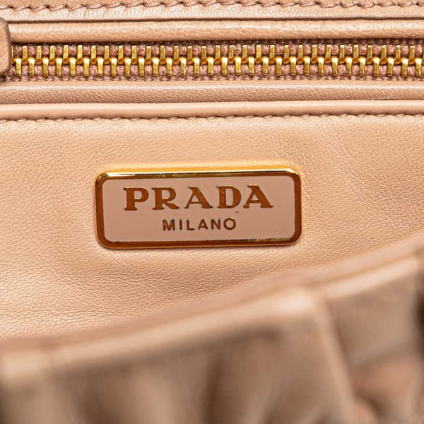 Pre-owned Prada Nappa Gaufre Turn Lock Clutch Brown