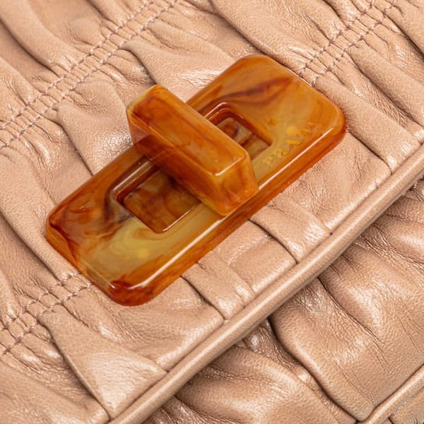Pre-owned Prada Nappa Gaufre Turn Lock Clutch Brown