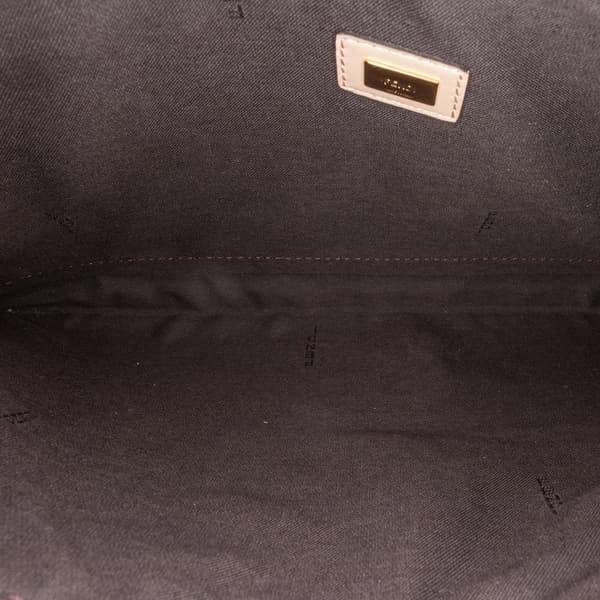 Pre-owned Fendi Leather Roma Zip Clutch Brown