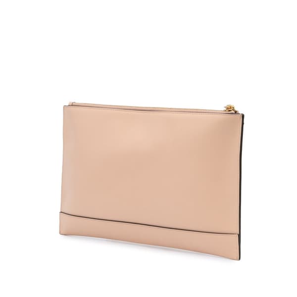 Pre-owned Fendi Leather Roma Zip Clutch Brown