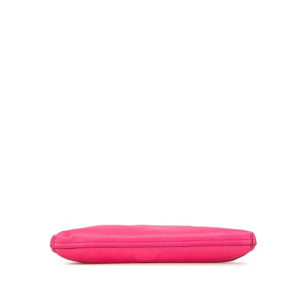Pre-owned Gucci Medium Leather Logo Portfolio Clutch Pink